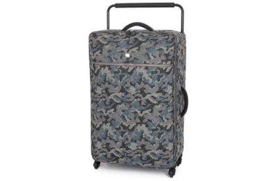 IT Luggage Large Quilted 4 Wheel Camo Suitcase - Grey